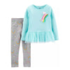 Carter's Girls 2-Pc Peplum Top & Legging Set, Rainbow