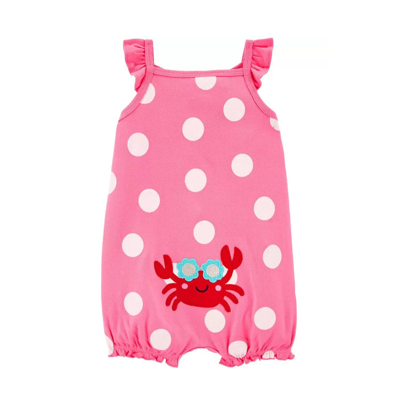 Carter's Girls Cotton Romper, Crabby