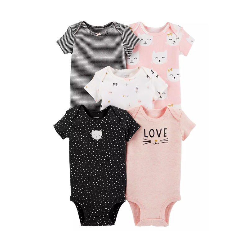 Carter's Girls 5-pk Bodysuit set, Kitty (6M only)