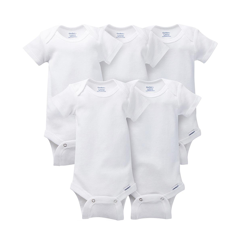 Gerber Unisex 5-pk Onesies set, Plain White