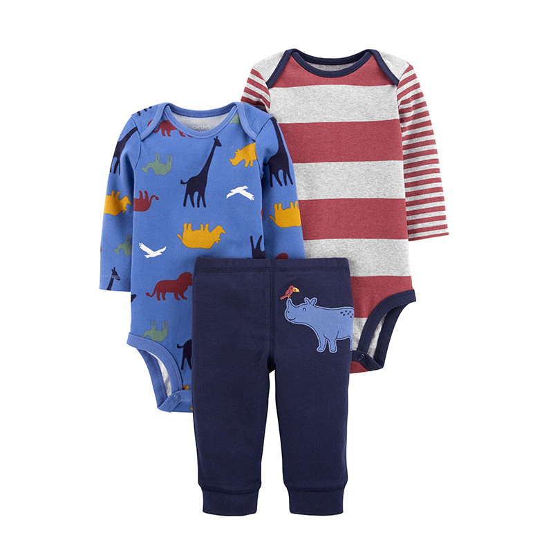 Carter's Boys 3-pc Bodysuit & Long Pant set, Animals / Blue