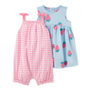 Carter's Girls 2-pc Sleeveless Dress & Romper set, Strawberry / Pink Check (24M only)