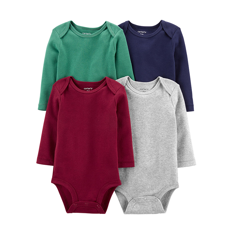 Carter's Boys 4-pk Long-Sleeve Bodysuit set, Solid/ Multicolor