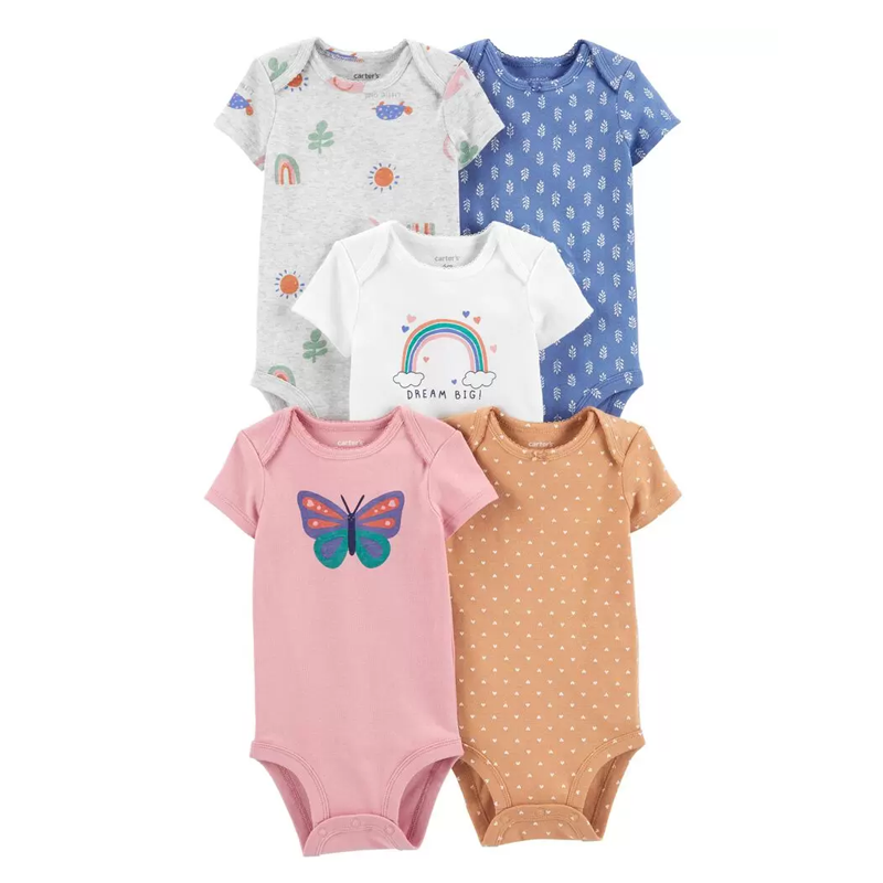 Carter's Girls 5-pk Bodysuit set, Rainbow / Butterfly