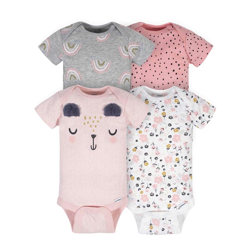 Gerber Girls 4-pk Onesies set, Pink Bear (6-9M only)