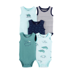 Carter's Boys 5-pk Sleeveless Bodysuit set, Hippo / Little Guy