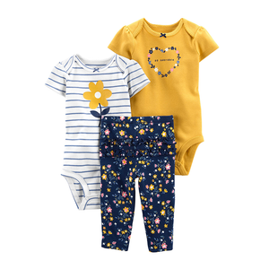 Carter's Girls 3-pc Bodysuit & Pant set, Yellow / Floral (9M only)