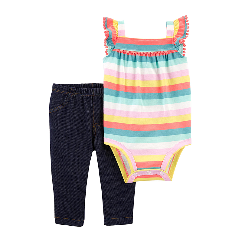 Carter's Girls 2-pc Fancy Flutter Sleeve Bodysuit & Pant Set, Multicolor
