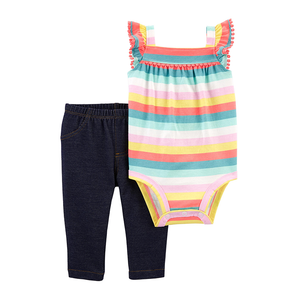 Carter's Girls 2-pc Fancy Flutter Sleeve Bodysuit & Pant Set, Multicolor
