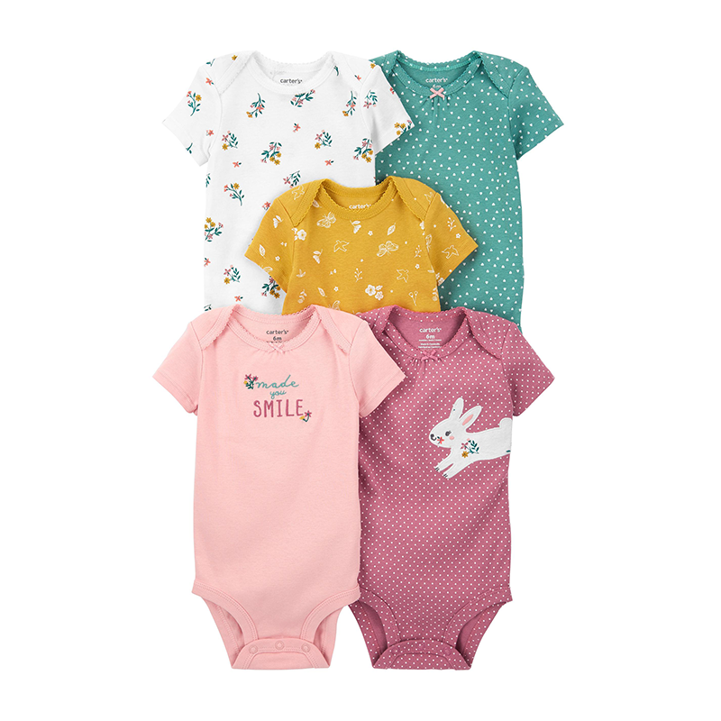 Carter's Girls 5-pk Bodysuit set, Floral / Bunny