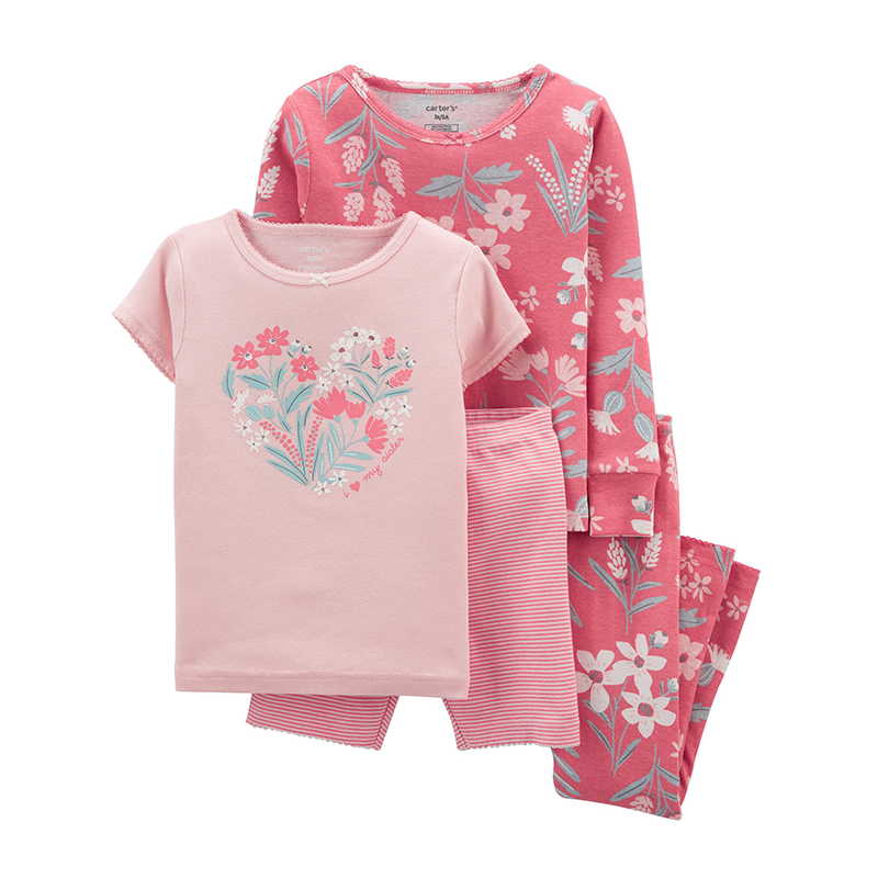 Carter s Girls 4 pc Pajama set Pink Floral Heavensent Baby Outlet