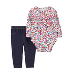 Carter's Girls 2-pc Long Sleeve Peplum Bodysuit & Jeans Pant set, Floral